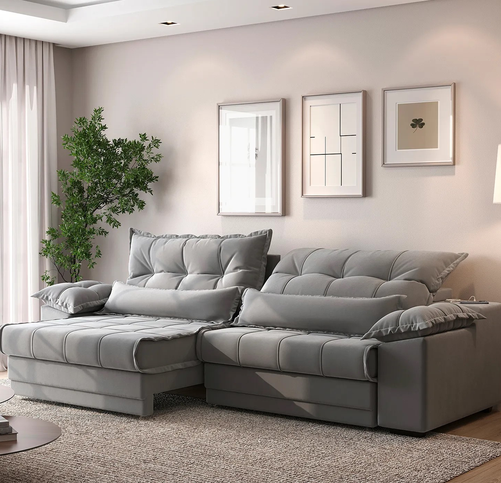 sofa retratil reclinavel balneario valdir moveis